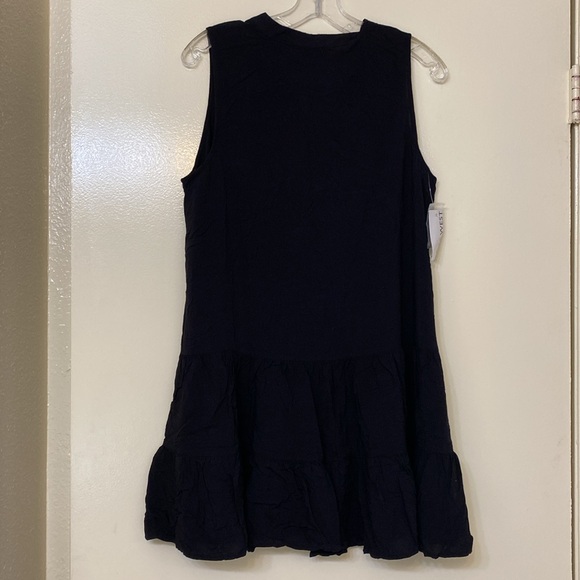 Black Button Front Sleeveless Tiered Dress - Nine West - Picture 4 of 5